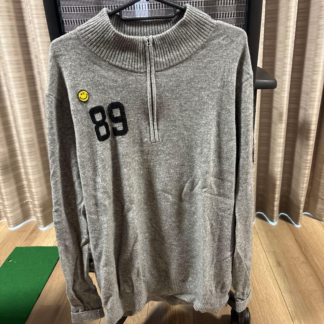 パーリーゲイツ グレー ハーフジップ カシミヤ入り　セーター
