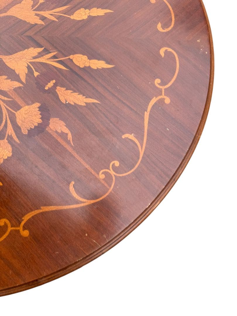 高級 イタリアアンティーク家具 象嵌細工 ダイニングテーブル80cm猫脚