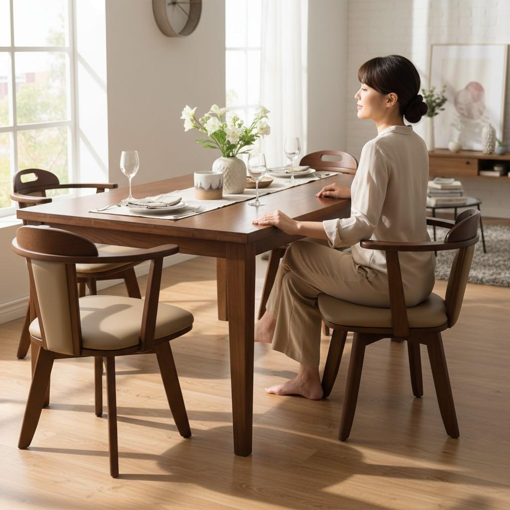 まさよ　 回転チェアー　ダイニング椅子　イス　4脚セット 肘あて付き