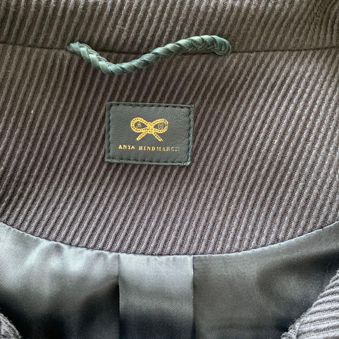 アニヤハインドマーチ　ショート丈コート　ネイビー　綿