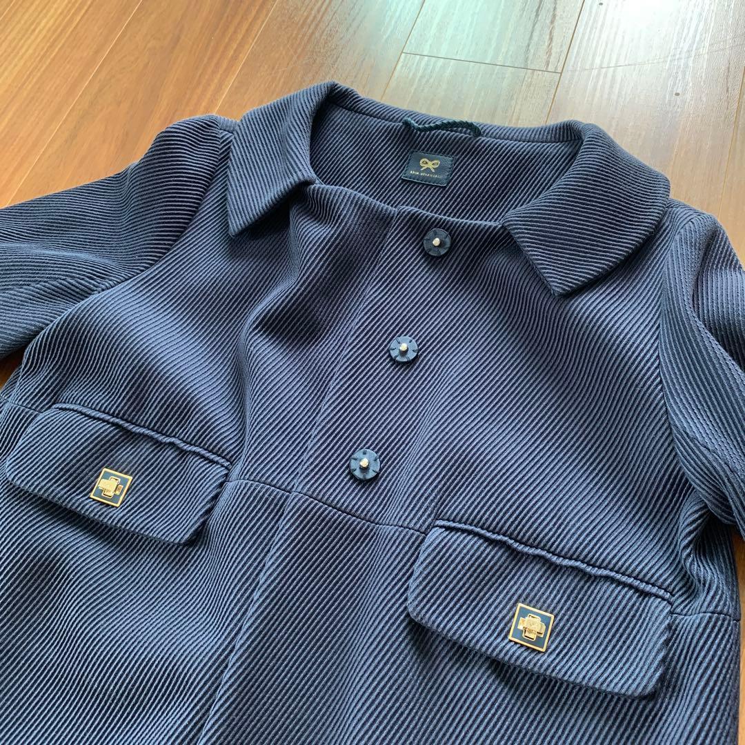 アニヤハインドマーチ　ショート丈コート　ネイビー　綿