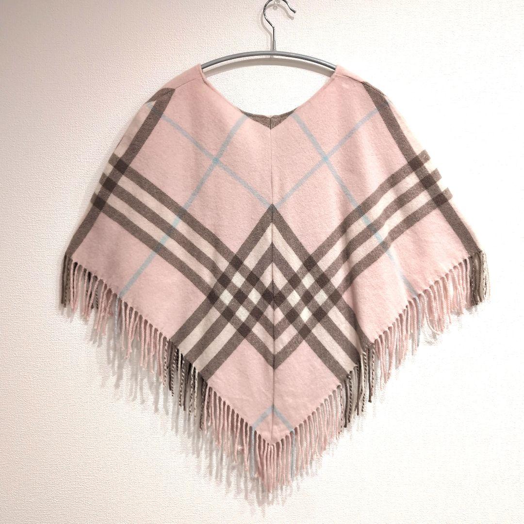 ✨希少 BURBERRY バーバリー ピンク ノバチェック ポンチョ カシミヤ混