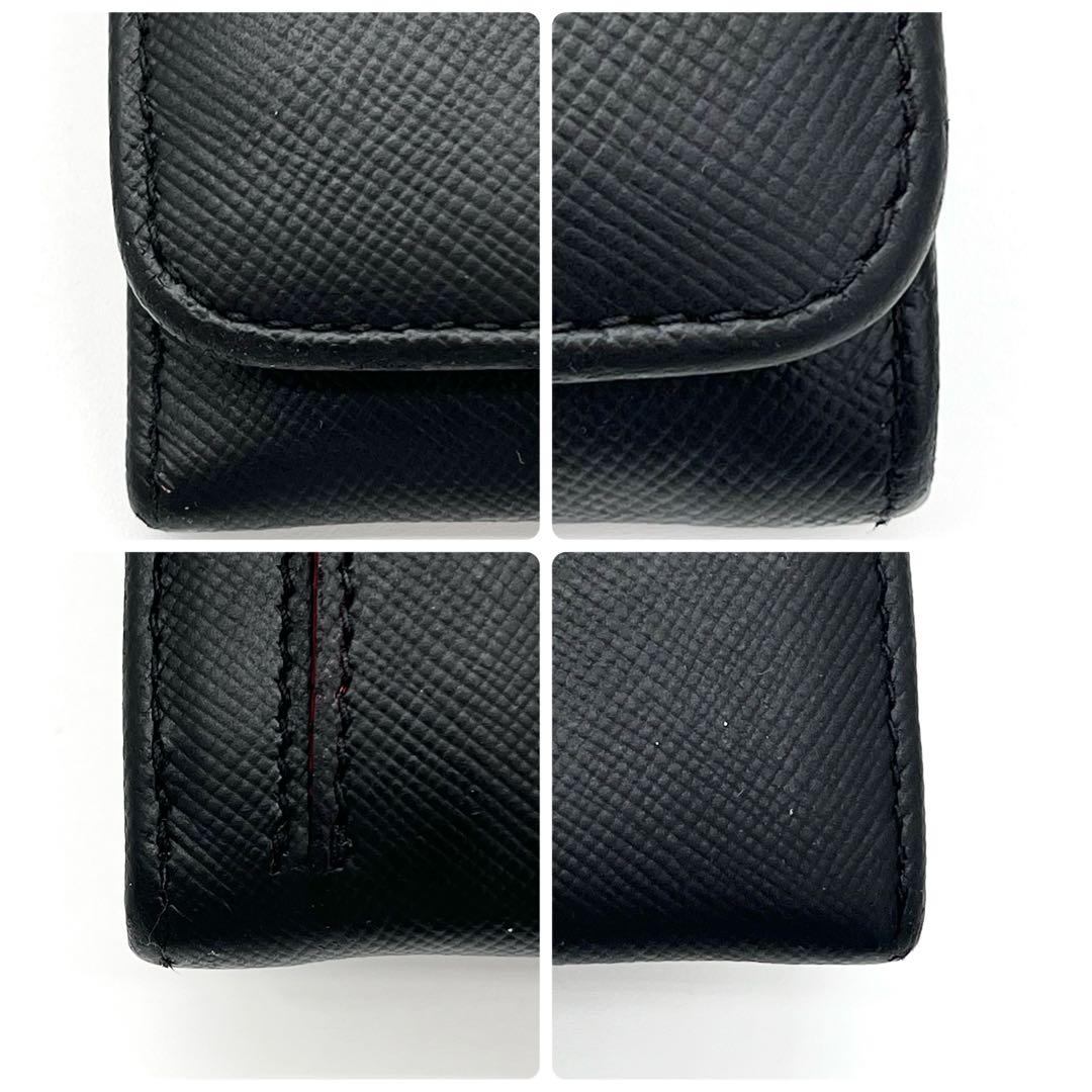 【美品】PRADA 長財布　サフィアーノレザー リボン　バイカラー　黒　ピンク