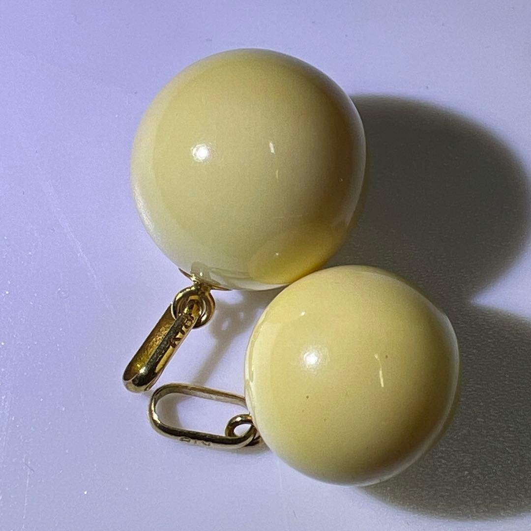 本抹香鯨歯　K18 玉　ネックレストップ　２点　7.9g 直径15.7/13.8