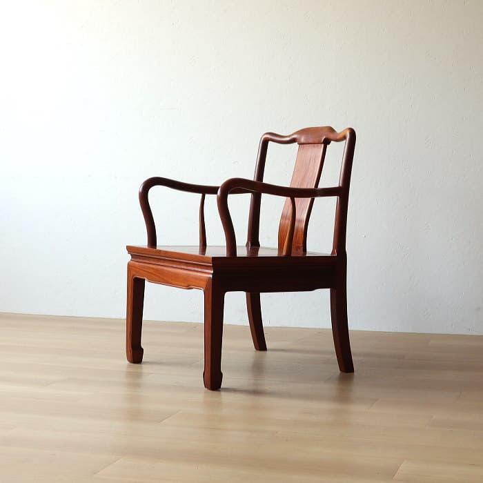 アンティーク 唐木 花梨 無垢材 肘付イス 古家具 アームチェア 木製