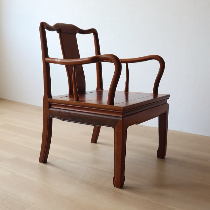 アンティーク 唐木 花梨 無垢材 肘付イス 古家具 アームチェア 木製
