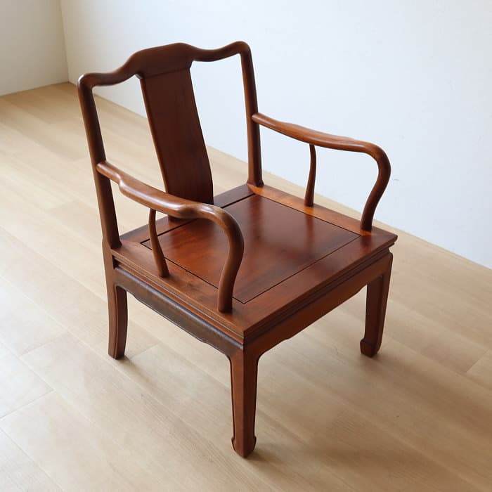 アンティーク 唐木 花梨 無垢材 肘付イス 古家具 アームチェア 木製