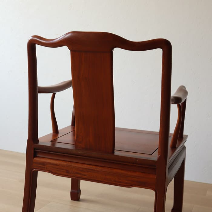 アンティーク 唐木 花梨 無垢材 肘付イス 古家具 アームチェア 木製