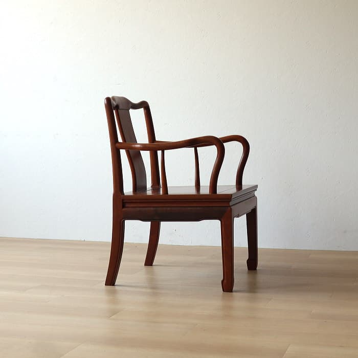 アンティーク 唐木 花梨 無垢材 肘付イス 古家具 アームチェア 木製