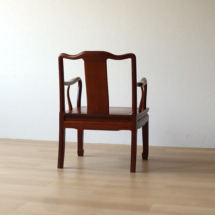 アンティーク 唐木 花梨 無垢材 肘付イス 古家具 アームチェア 木製