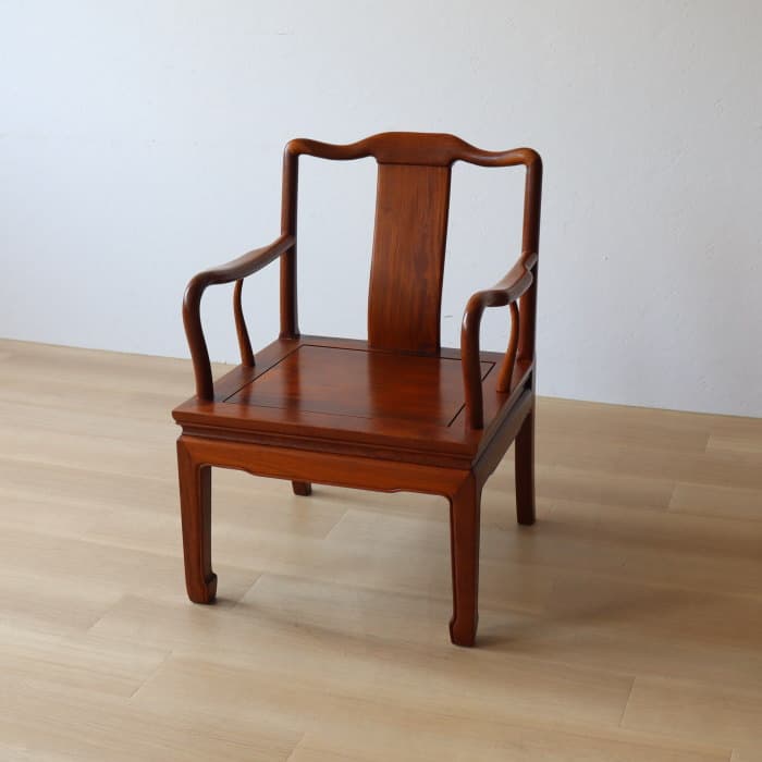 アンティーク 唐木 花梨 無垢材 肘付イス 古家具 アームチェア 木製