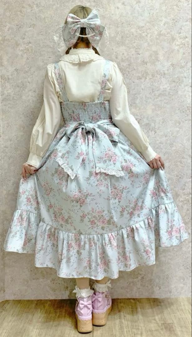 axes femme Chalmiereクラシカルローズ柄ジャンスカ（ミント）