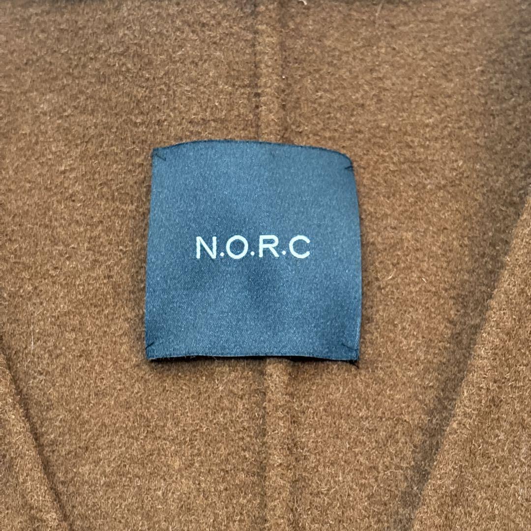 極美品✨N.O.R.C ノーク リバーコート ノーカラー ベルト付 ブラウン M