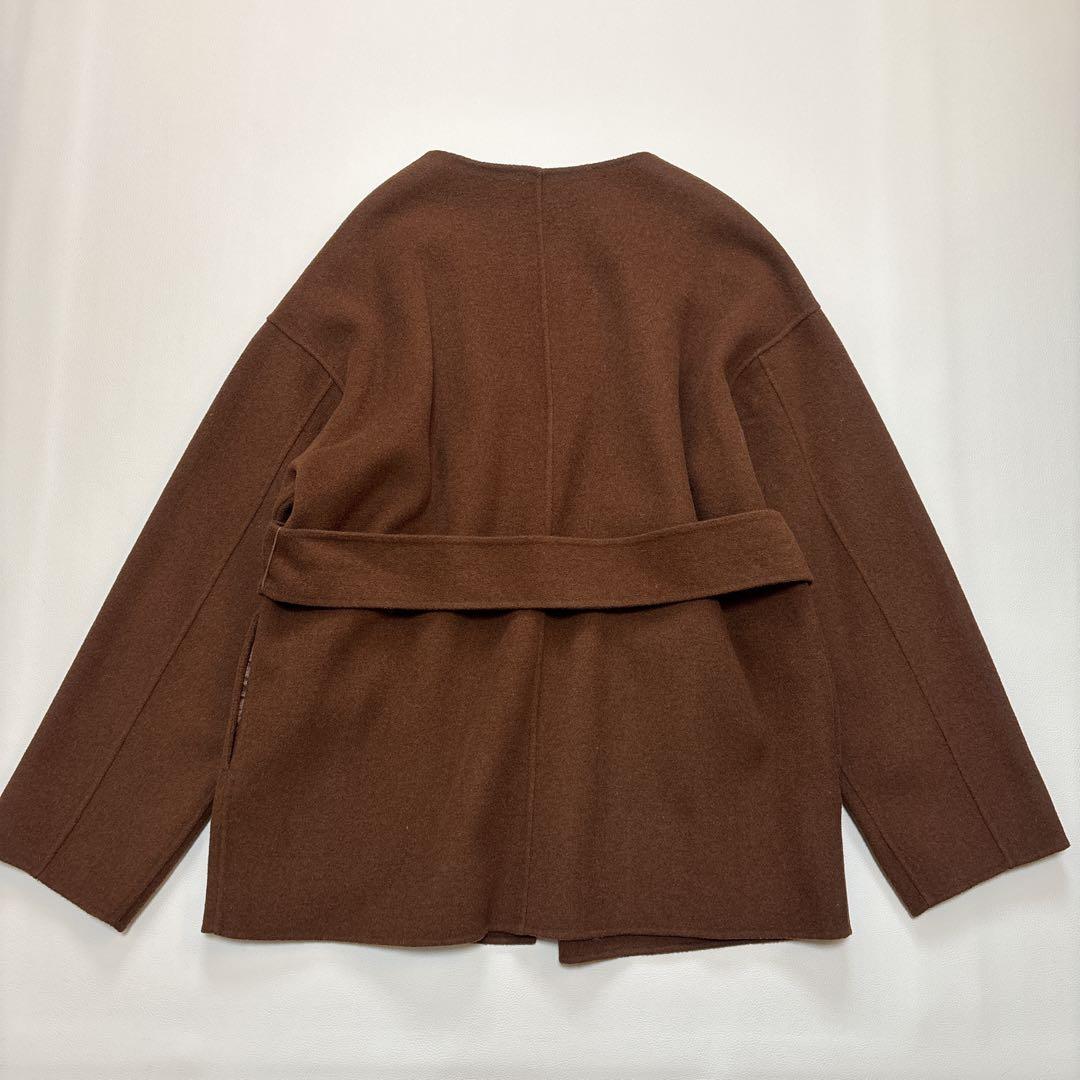 極美品✨N.O.R.C ノーク リバーコート ノーカラー ベルト付 ブラウン M