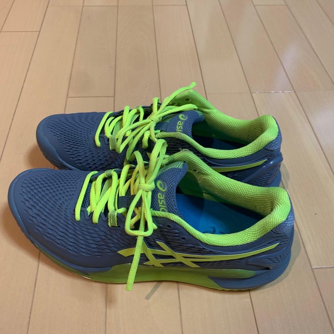 asics テニスシューズ 28.0cm グレー/ライムグリーン