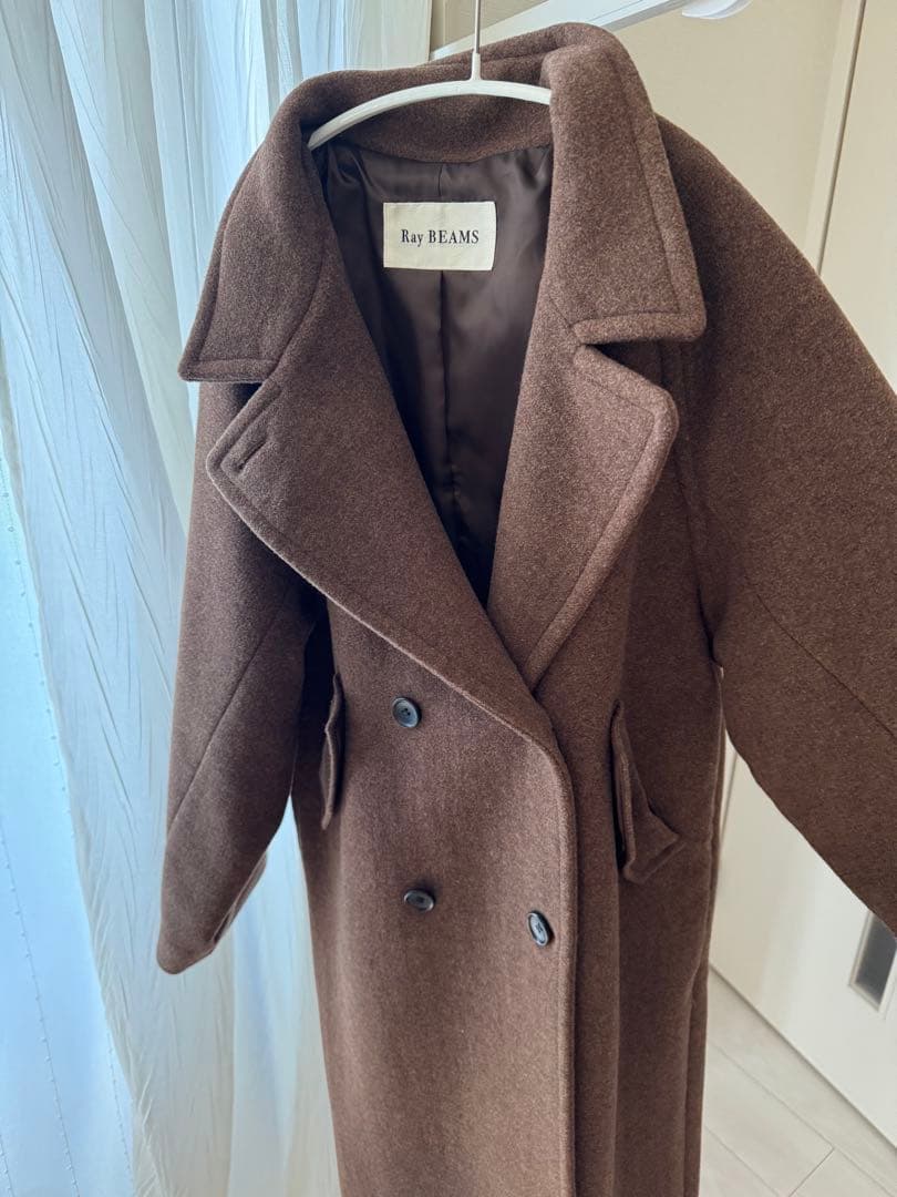 Ray BEAMS スタンドカラー ダブル ロングコート