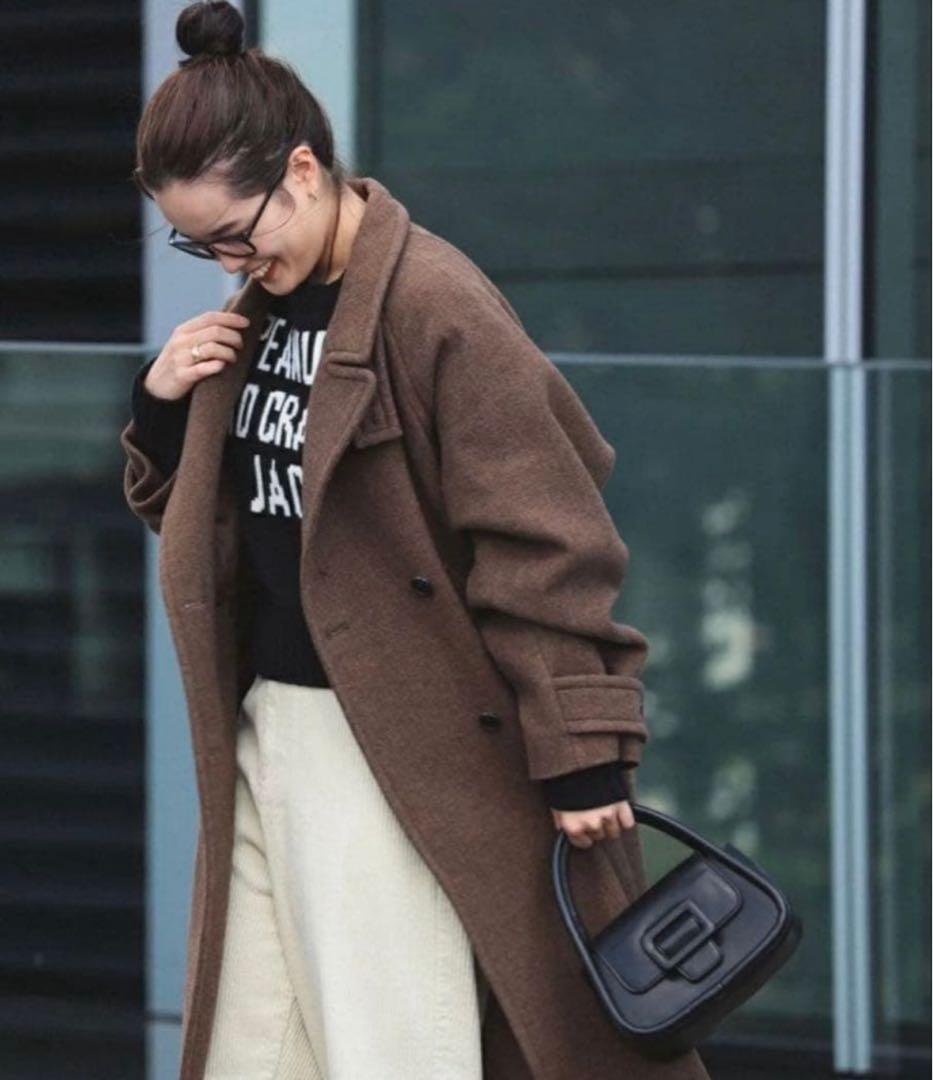 Ray BEAMS スタンドカラー ダブル ロングコート