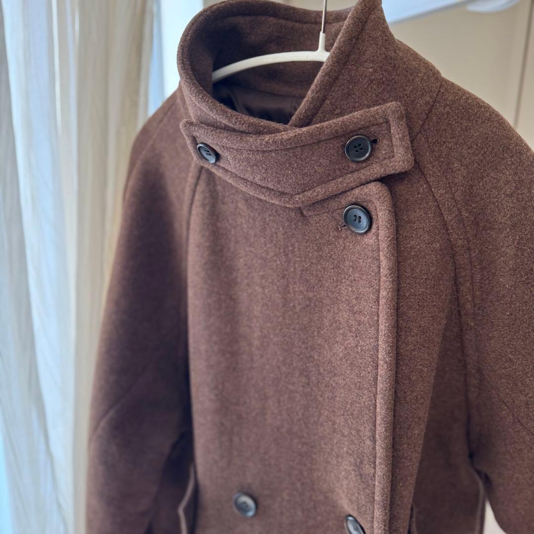 Ray BEAMS スタンドカラー ダブル ロングコート