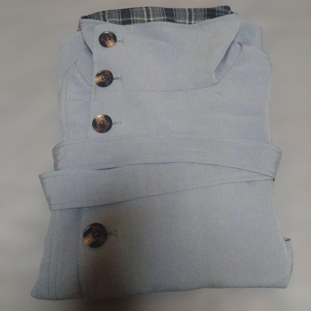 Ria リバーシブルブルーコート アウター チェック 韓国系