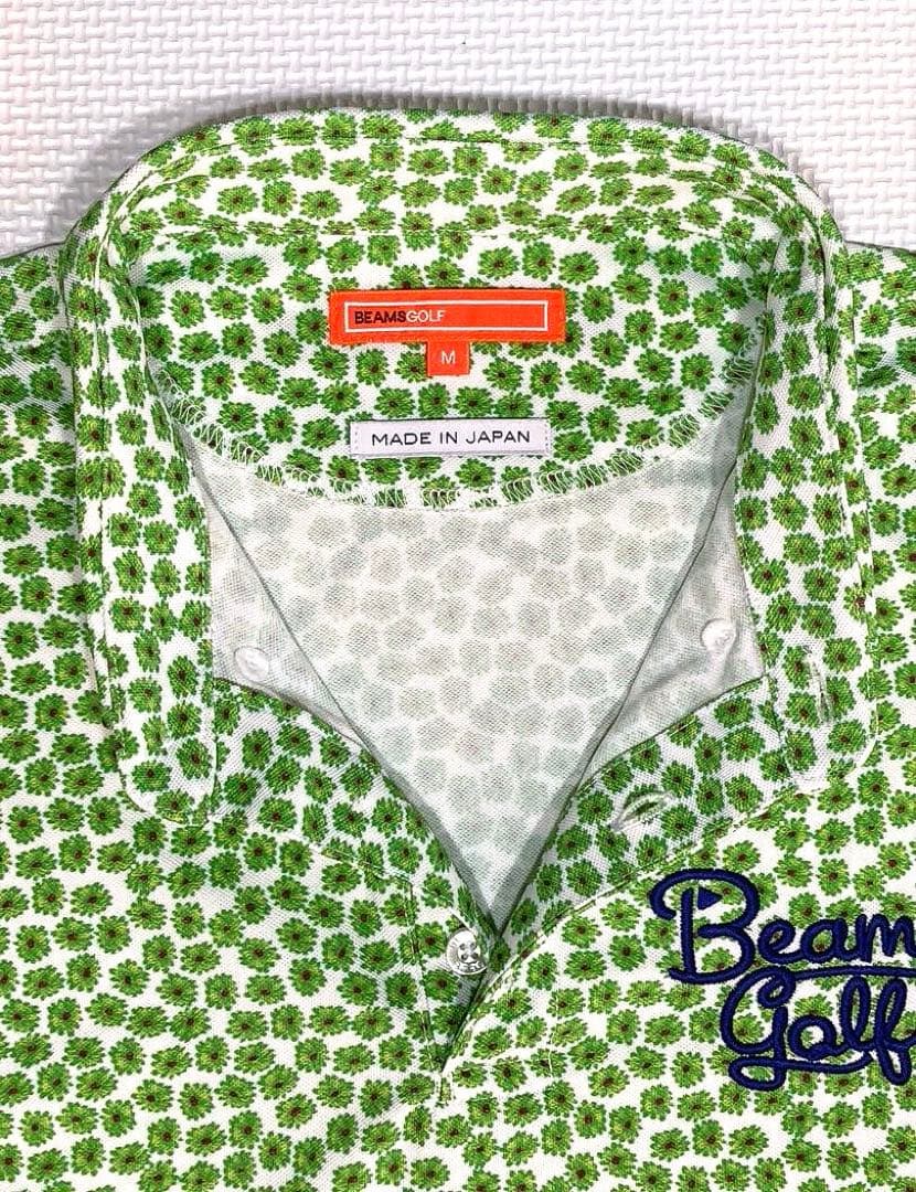 BEAMS GOLF デイジーモチーフ ボタンダウン ポロシャツ／M
