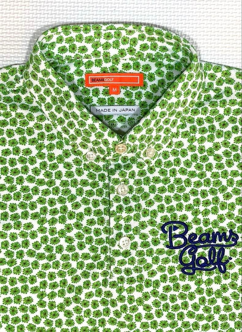 BEAMS GOLF デイジーモチーフ ボタンダウン ポロシャツ／M