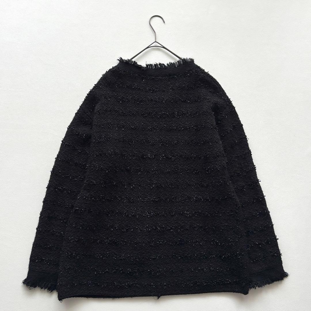 02311 Whim Gazette ツイード　ノーカラージャケット　金ボタン