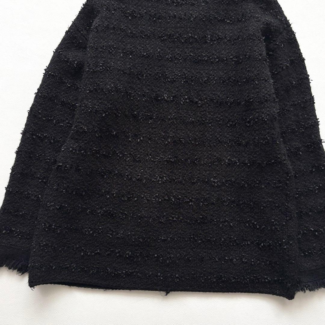 02311 Whim Gazette ツイード　ノーカラージャケット　金ボタン