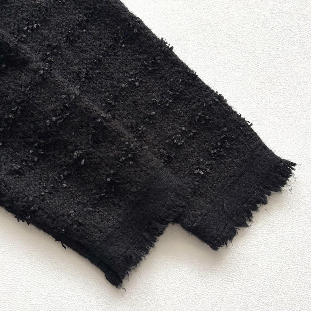 02311 Whim Gazette ツイード　ノーカラージャケット　金ボタン