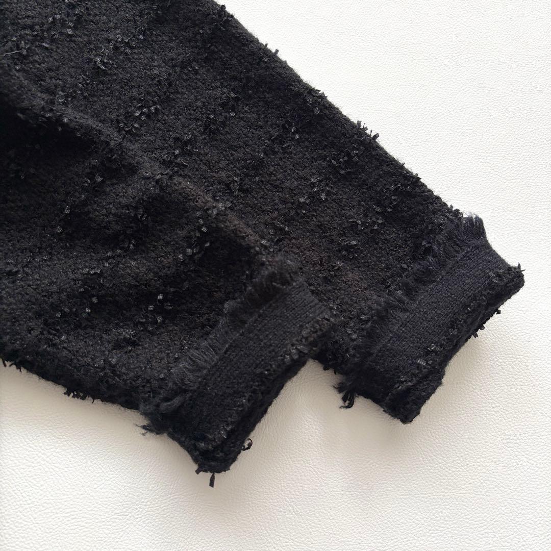 02311 Whim Gazette ツイード　ノーカラージャケット　金ボタン