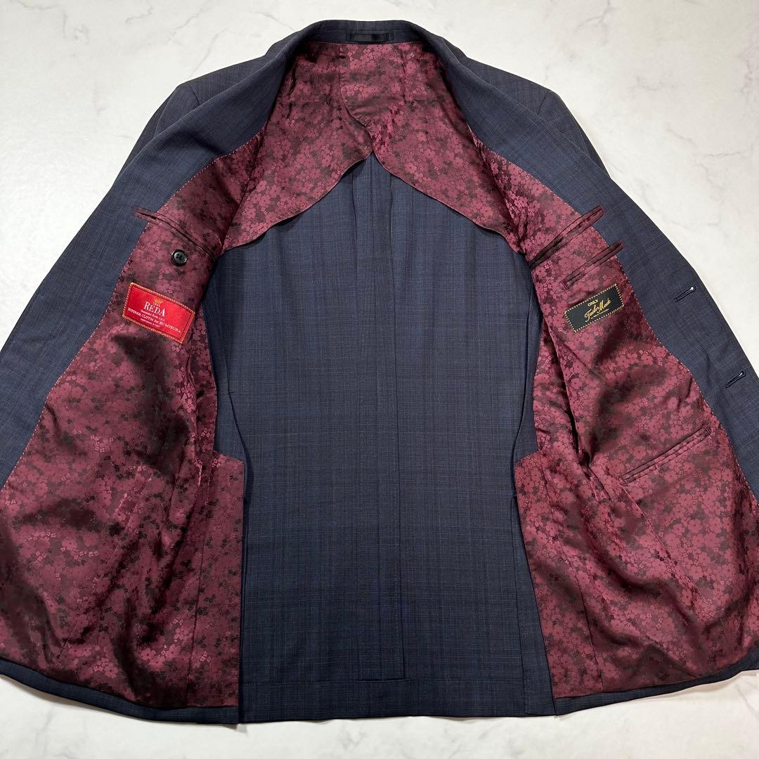 極美品 L相当◎ONLY スリーピーススーツ REDA 裏地総柄 ボルドー 紺