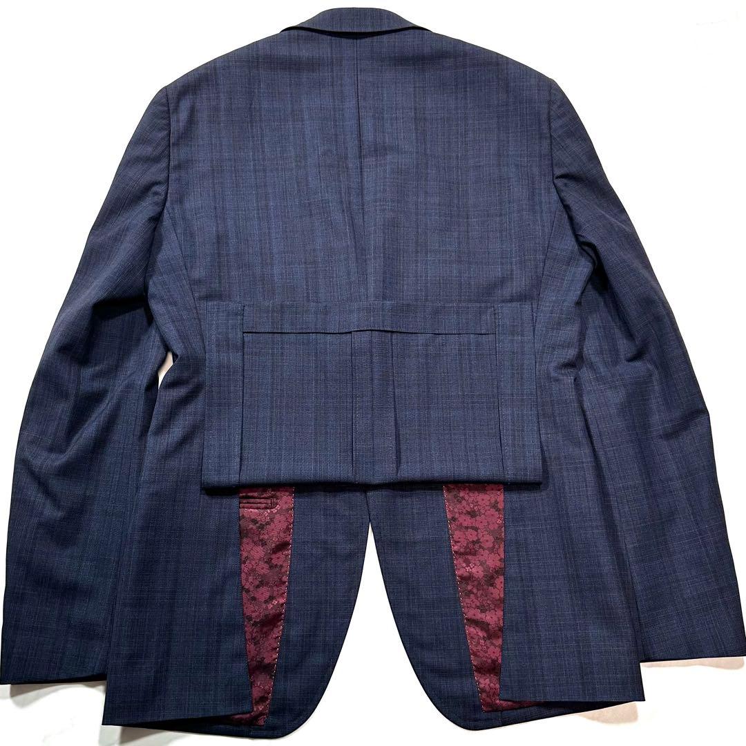 極美品 L相当◎ONLY スリーピーススーツ REDA 裏地総柄 ボルドー 紺