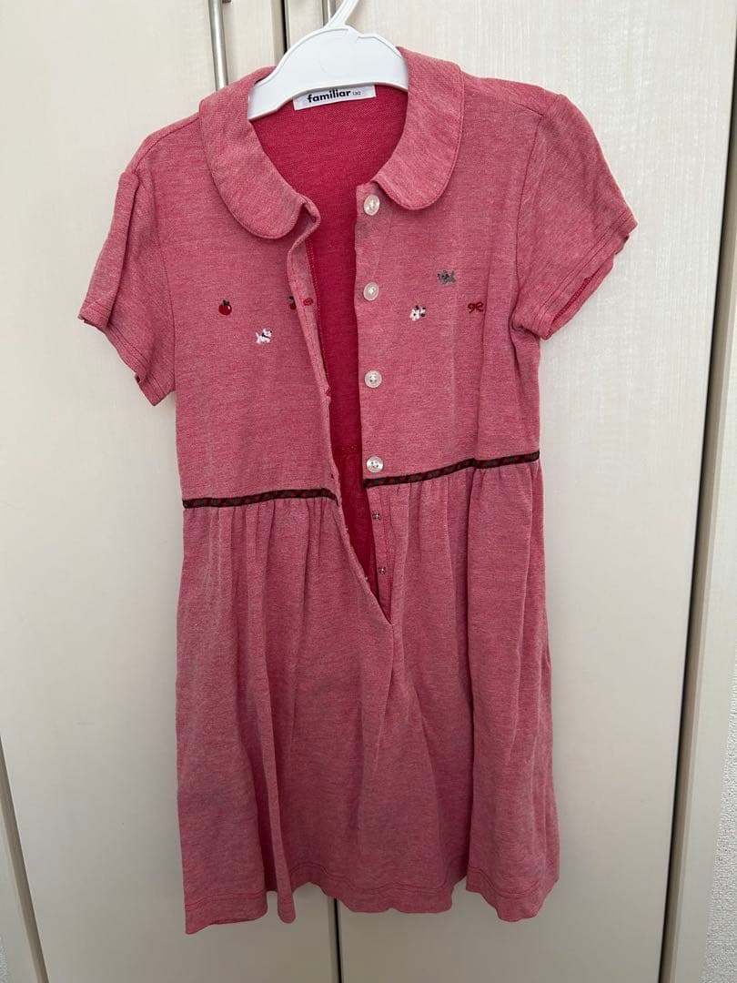 familiar赤い半袖ワンピース 100cm