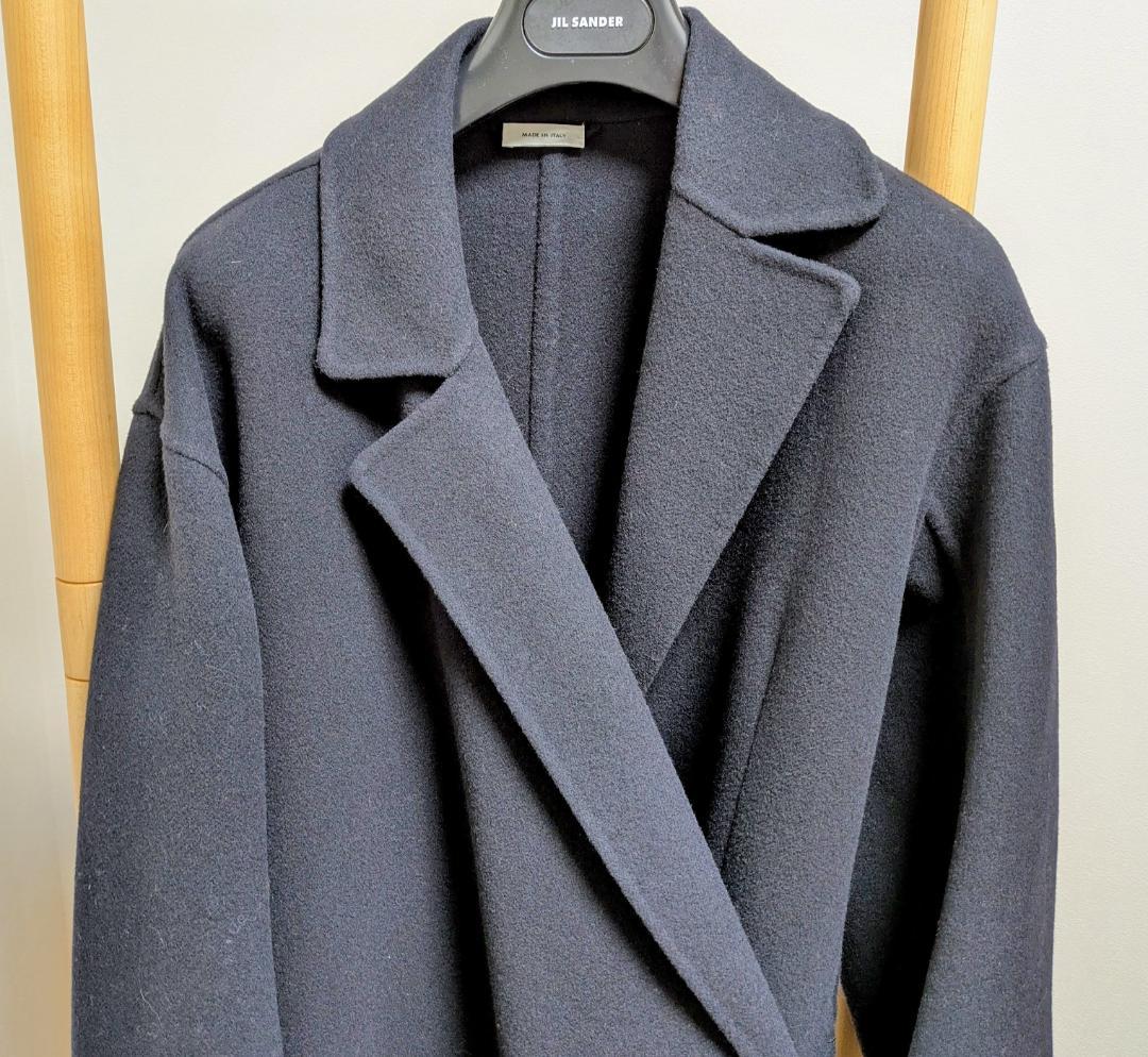 Jil Sander ウール ダブルフェイス ロングコート ネイビー サイズ34