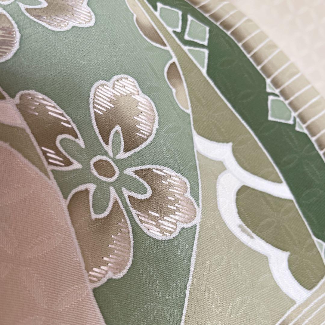 訪問着　フルセット　熨斗　そよ風　手刺繍　地紋　七宝　着物　I8