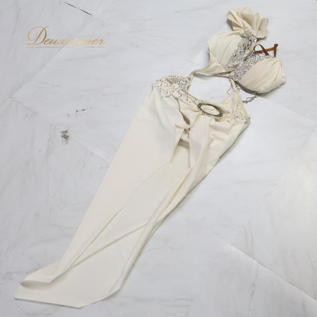 【社交ダンス衣装】ホワイト ラテン ドレス ワンピース 白 無地 上品 綺麗