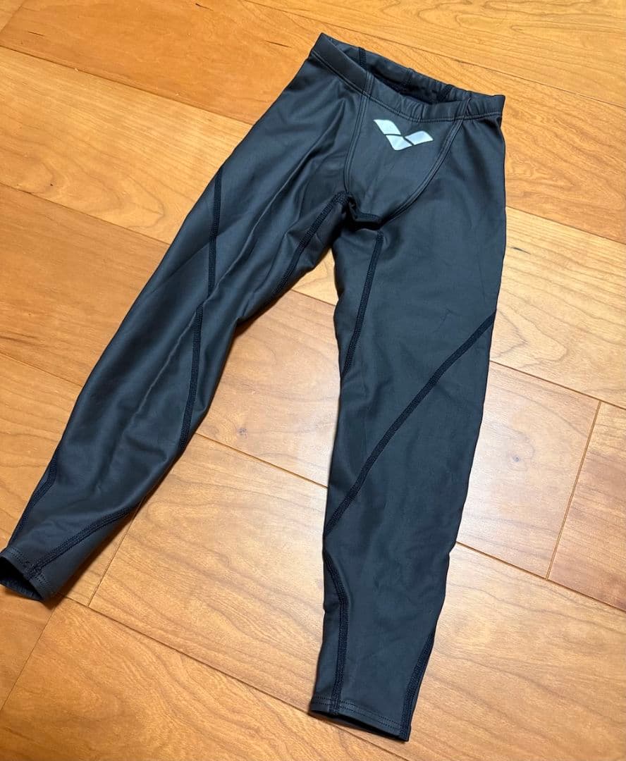 【美品】arena アクアフォース ゼロプラス ロングスパッツ ラバー ブラック