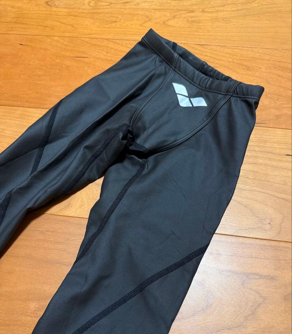 【美品】arena アクアフォース ゼロプラス ロングスパッツ ラバー ブラック
