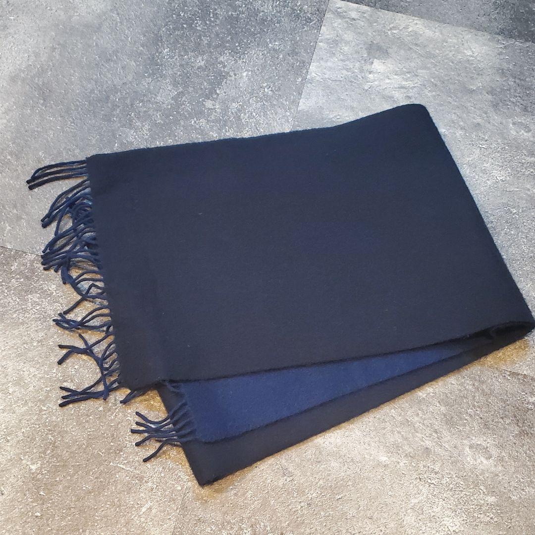 Paul Smith ネイビー ブラック リバーシブルマフラー カシミヤ