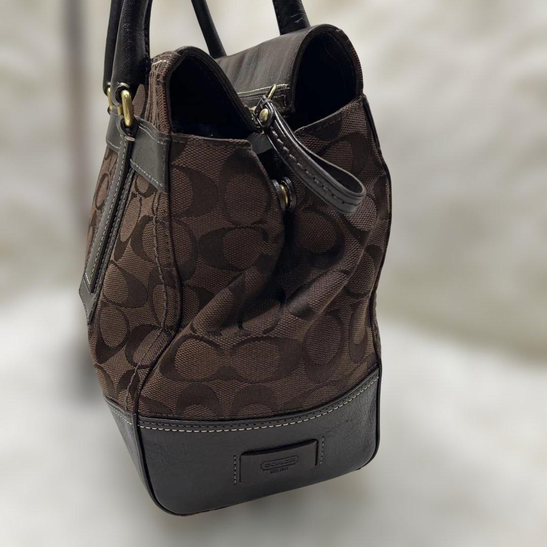 美品COACH トートバッグ 黒 肩掛け キャンバス レザー 11063 コーチ