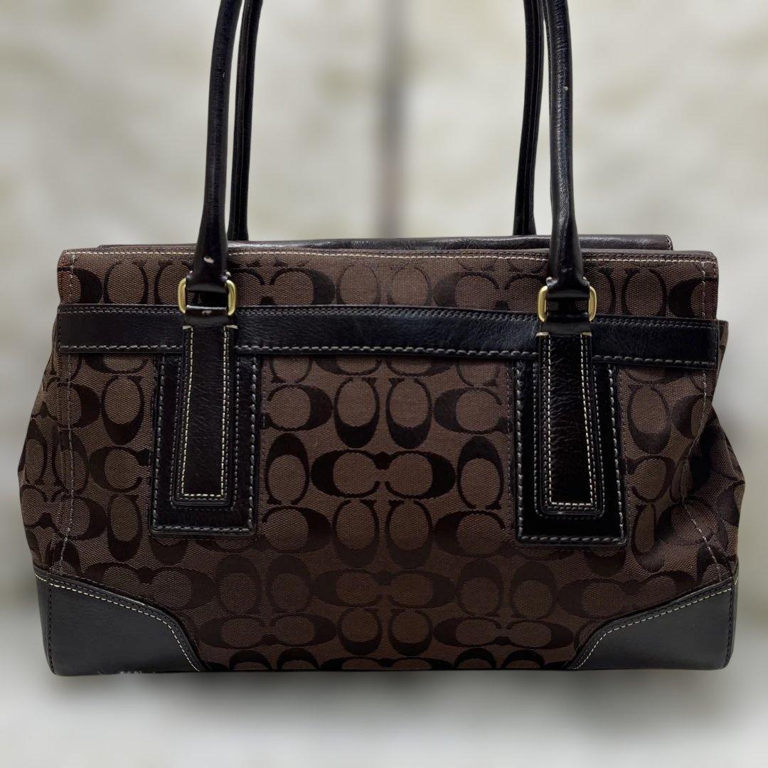 美品COACH トートバッグ 黒 肩掛け キャンバス レザー 11063 コーチ