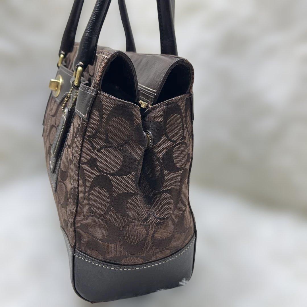 美品COACH トートバッグ 黒 肩掛け キャンバス レザー 11063 コーチ