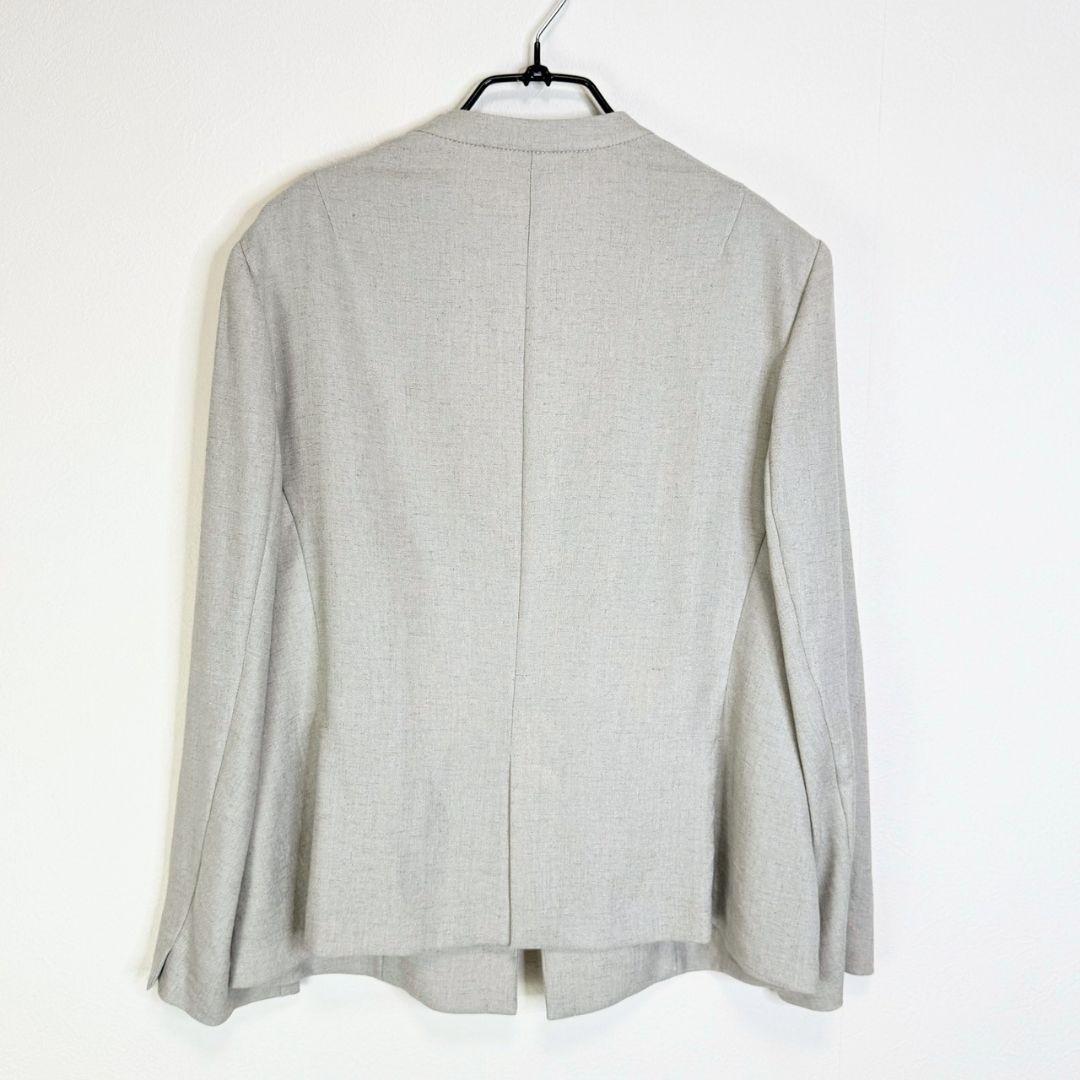 23区大きいサイズ プレーンウェーブノーカラージャケット