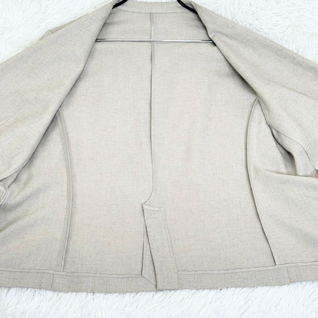 23区大きいサイズ プレーンウェーブノーカラージャケット