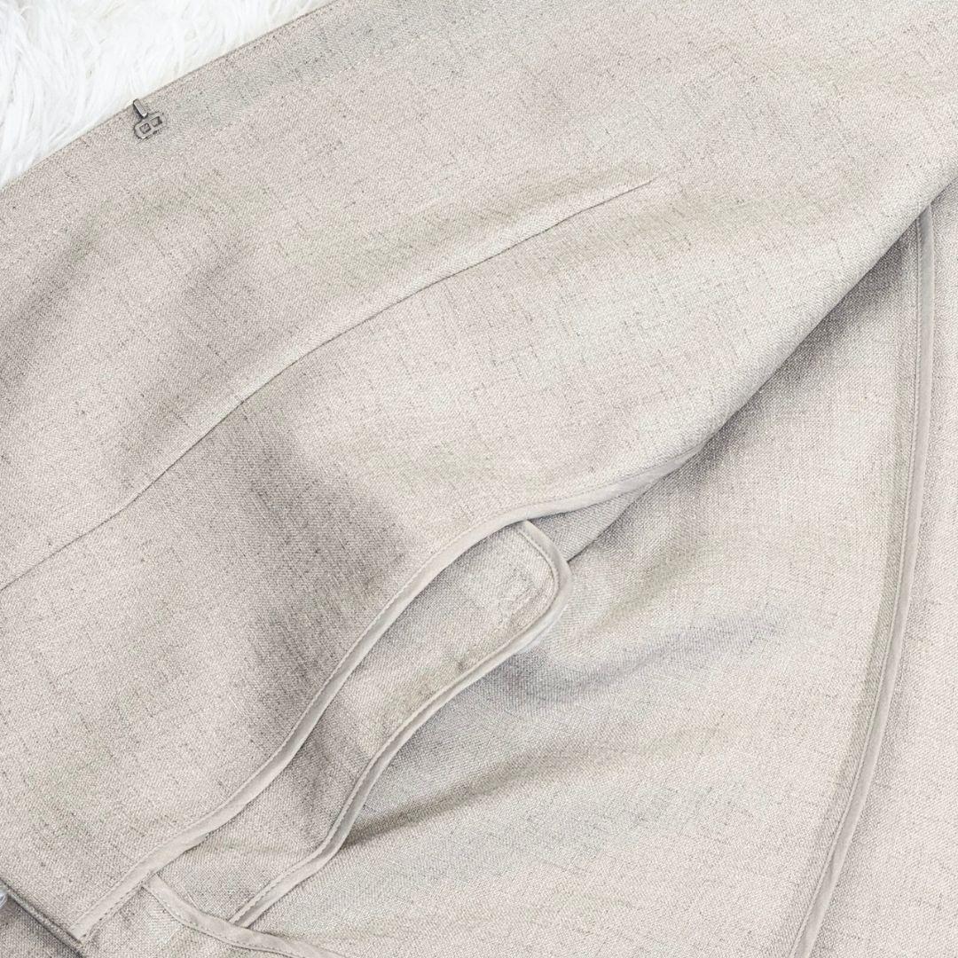 23区大きいサイズ プレーンウェーブノーカラージャケット