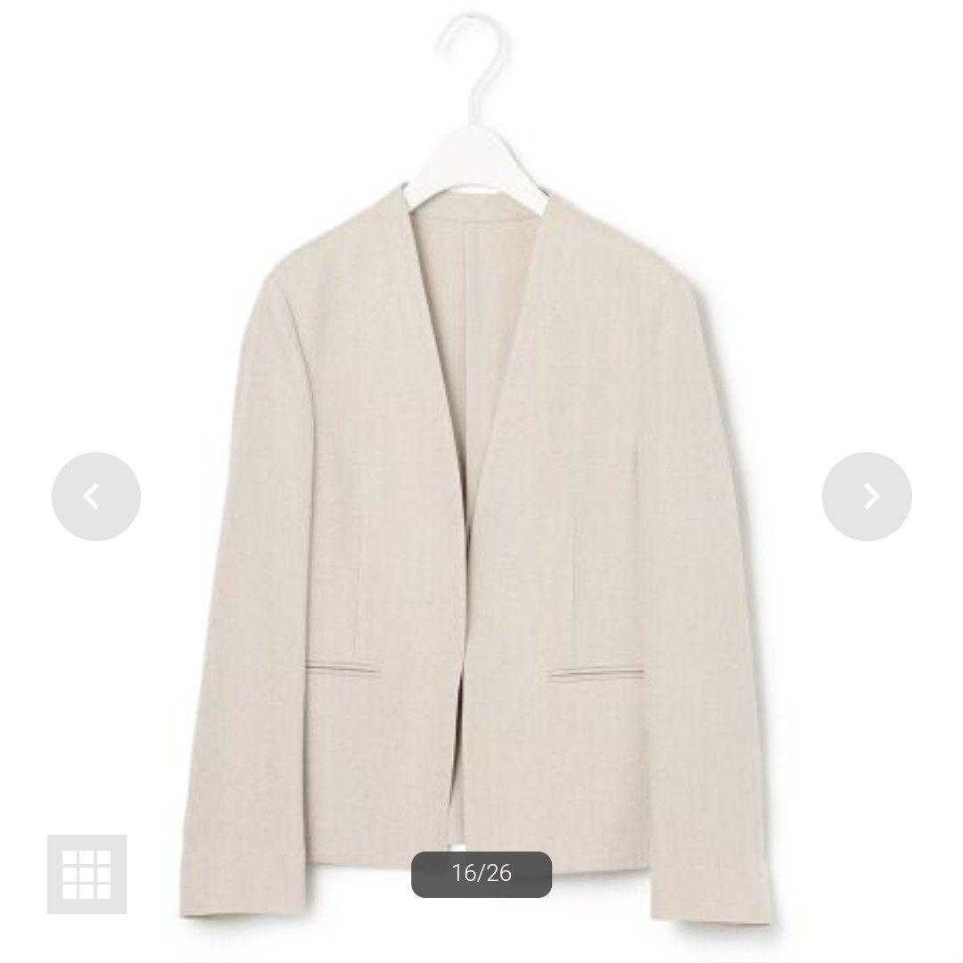 23区大きいサイズ プレーンウェーブノーカラージャケット