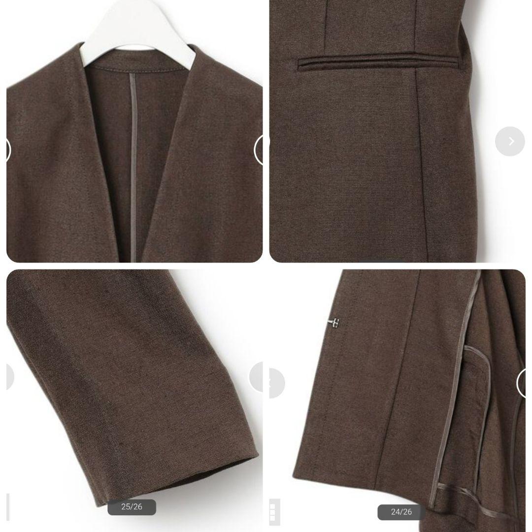 23区大きいサイズ プレーンウェーブノーカラージャケット