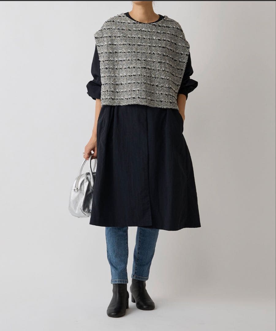 タグ付き新品　ビアズリー ツイードニットポンチョ　定価20,900