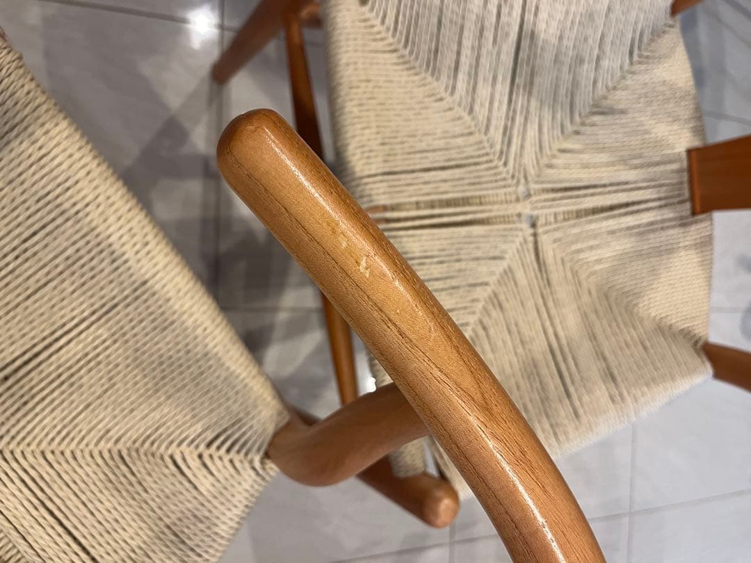 2脚セット Ｙチェア ソープ仕上げ オーク 座面高45 北欧 木製アームチェア