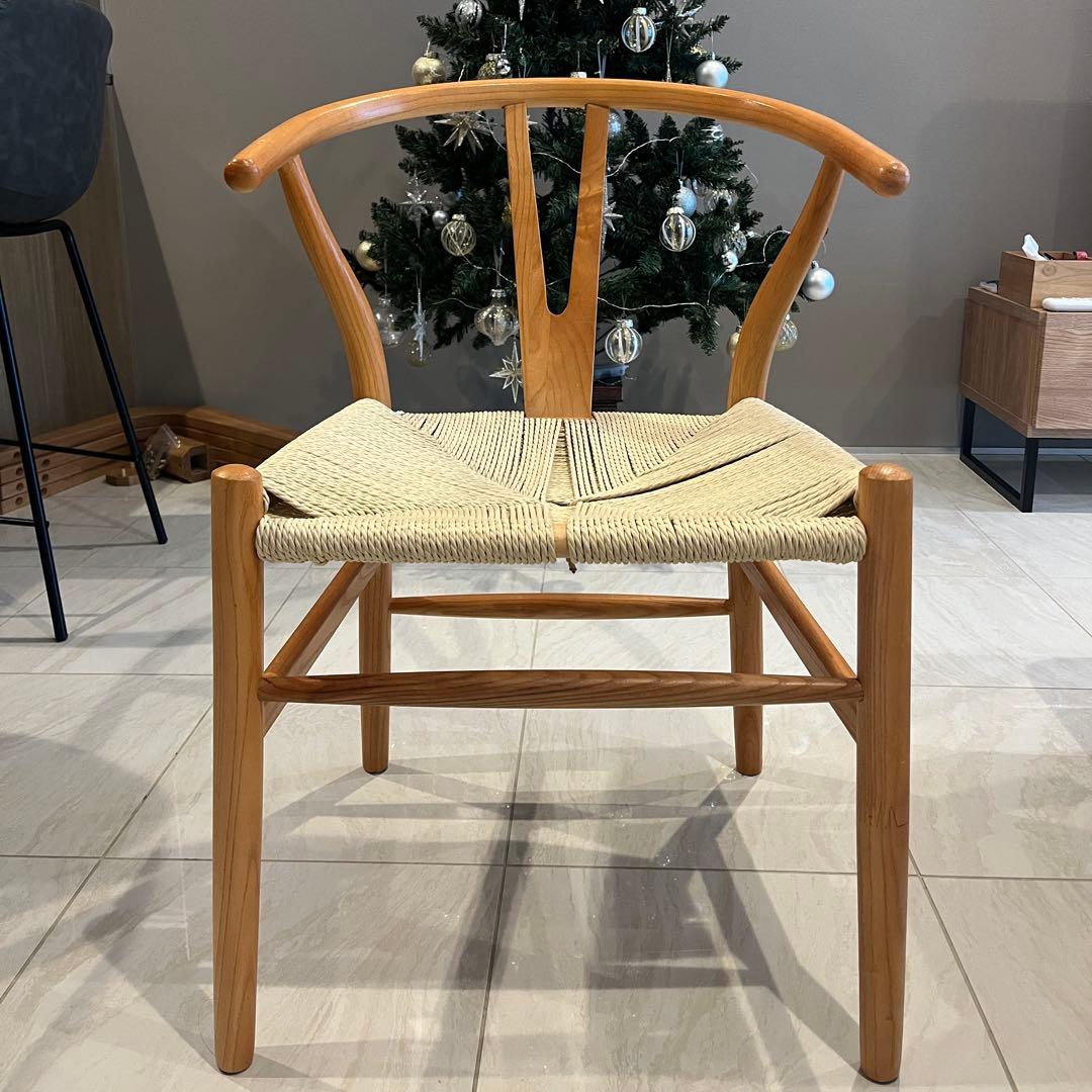 2脚セット Ｙチェア ソープ仕上げ オーク 座面高45 北欧 木製アームチェア