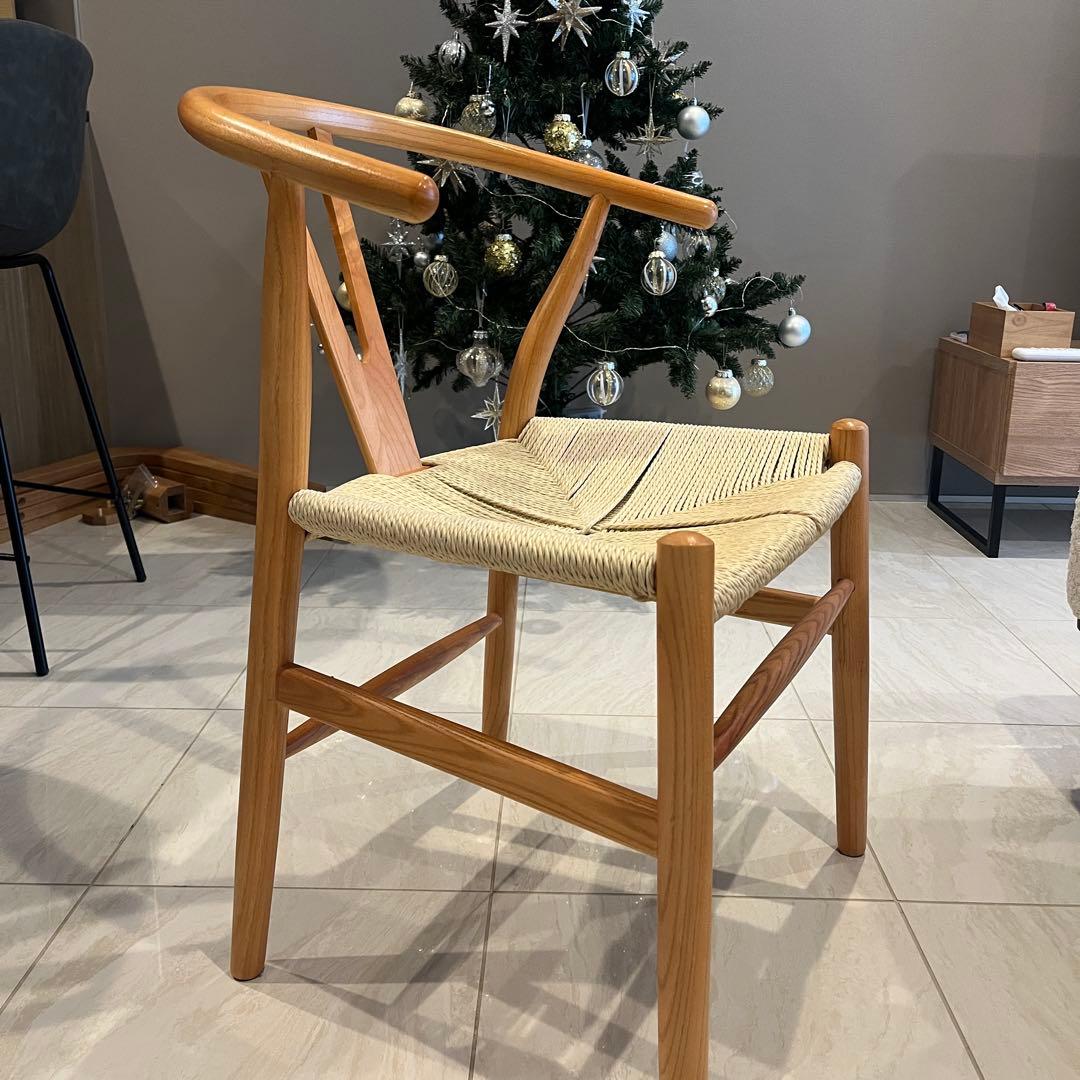 2脚セット Ｙチェア ソープ仕上げ オーク 座面高45 北欧 木製アームチェア